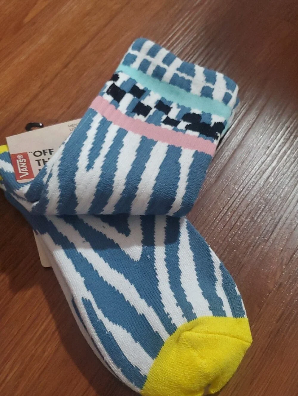 Vans Men’s Patterned Crew Socks - Black/White & Blue/Yellow